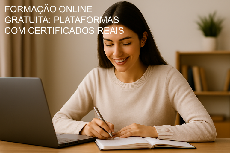 Pessoa a utilizar um computador portátil com ar descontraído – formação online gratuita com certificado.